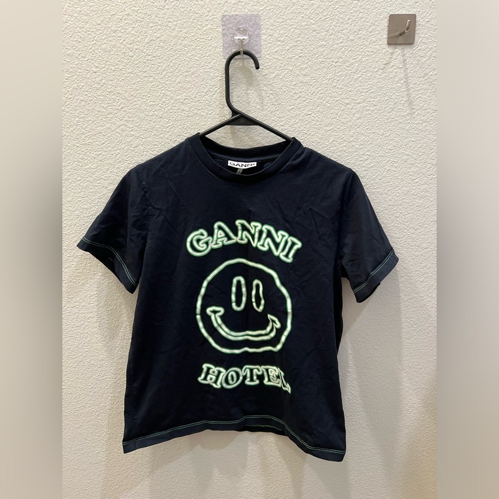 Ganni signature smiley face tshirt size XS 100% cotton